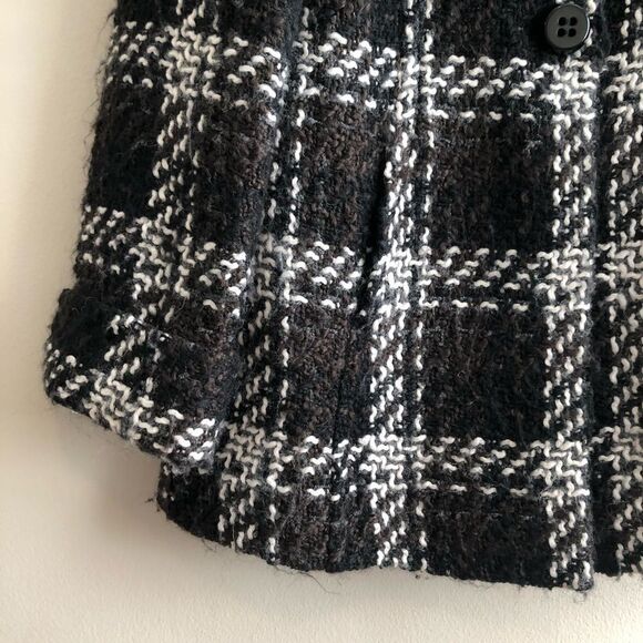 1 Madison Luxe Cozy Outerwear Wool Plaid Knit Winter Pea Coat Jacket - Picture 6 of 15